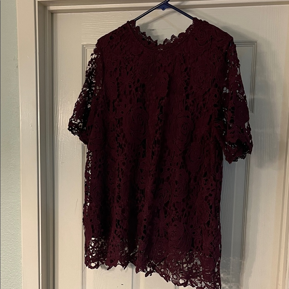 BloomChic Dark Red Lace Top
